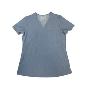 Figs Catarina One-Pocket Scrub Top HEATHERED INDIGO Extra Small